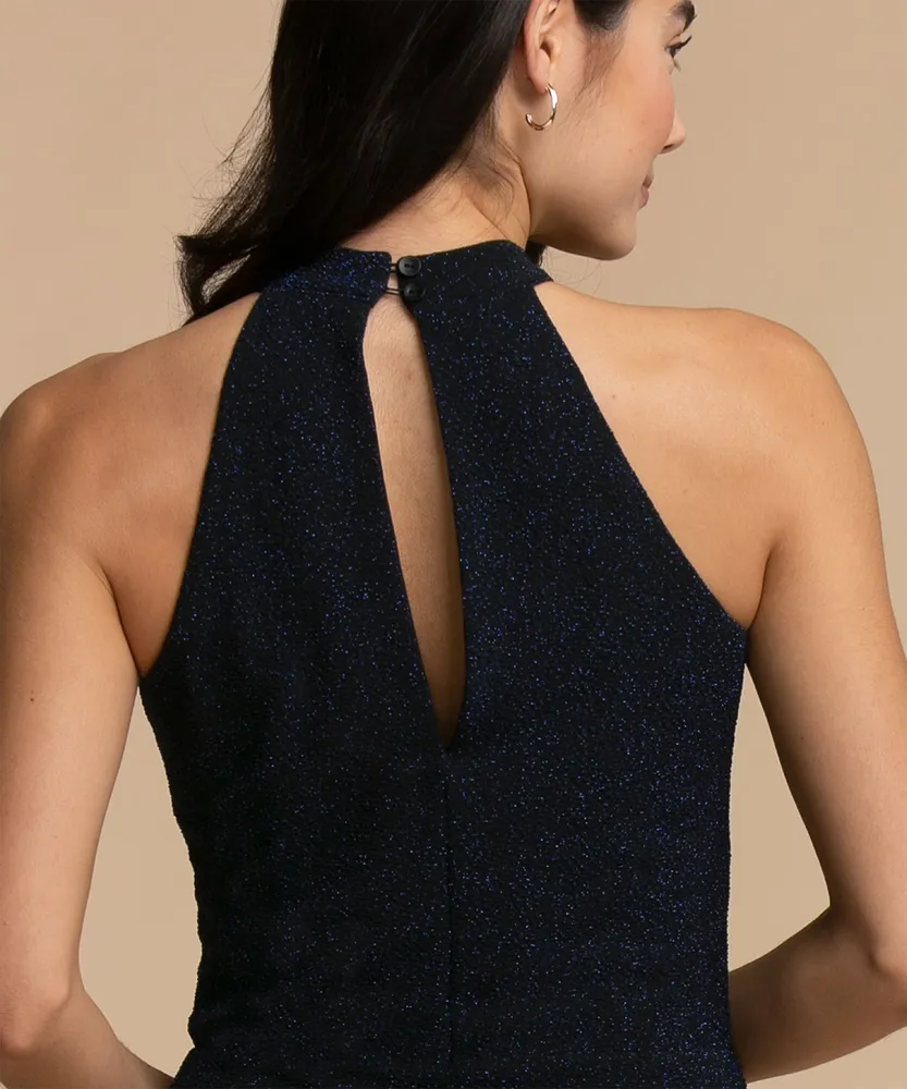 Sleeveless Sparkle Halter Dress