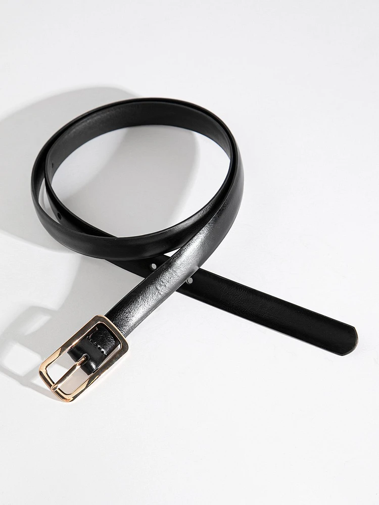 Skinny Belt with Rectangular Buckle