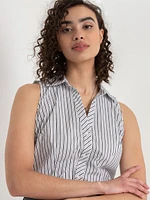 Talia Sleeveless Fitted Collar Shirt