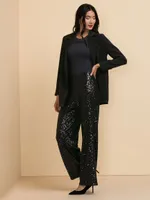 Pull-On Wide Leg Sequin Pant