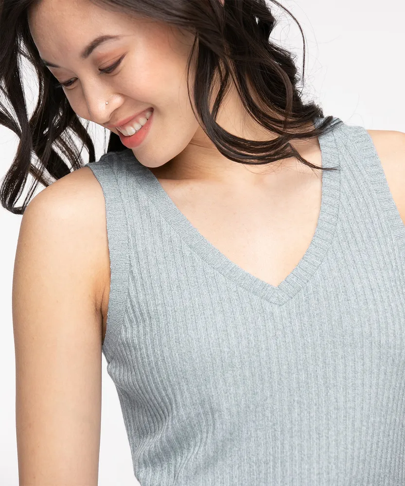 V-Neck Sleeveless Ribbed Tank