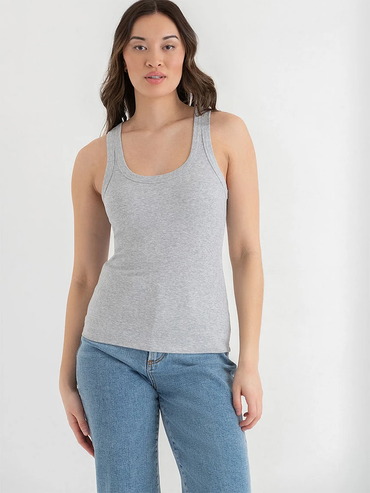 Ribbed Scoop Neck Tank