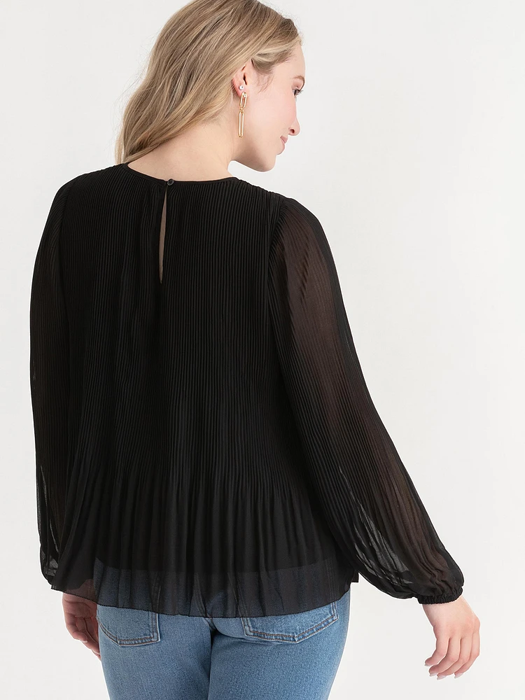 Long Sleeve Release Pleat Blouse