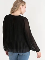 Long Sleeve Release Pleat Blouse