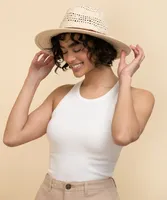 Straw Panama Hat with Leather Buckle