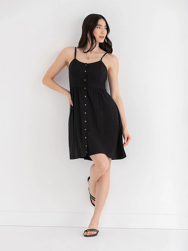 Sweetheart Linen Blend Mini Dress