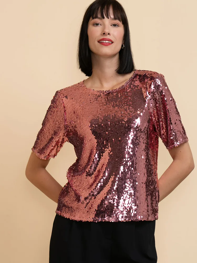 Short Sleeve Sequin Boxy Tee