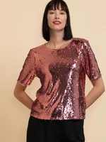 Short Sleeve Sequin Boxy Tee
