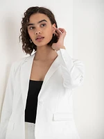 Single Button Cotton Sateen Blazer