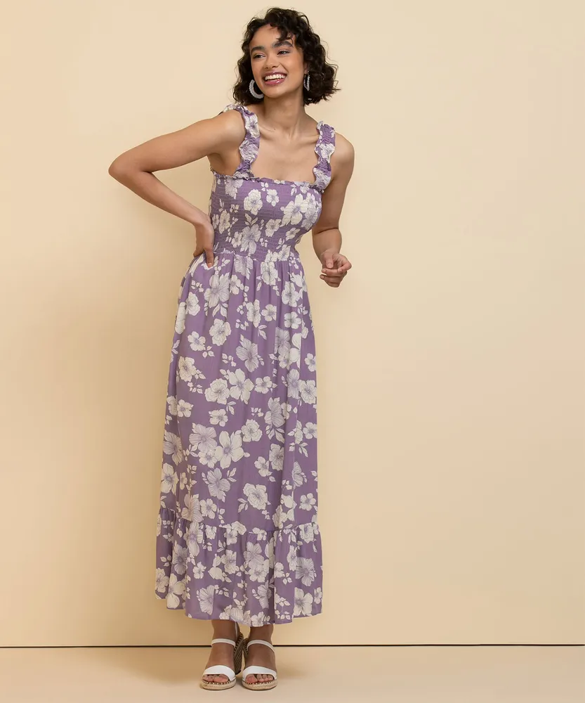 Sleeveless Smock Bodice Maxi Dress