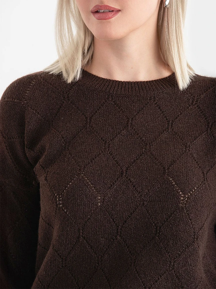 Pointelle Shimmer Pullover Sweater