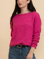 Boatneck Pom Detail Sweater