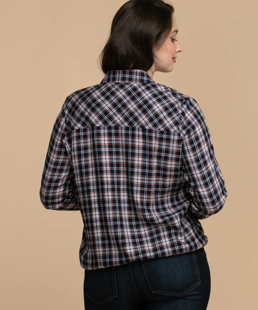 Plaid Tie Front Bubble Shirt