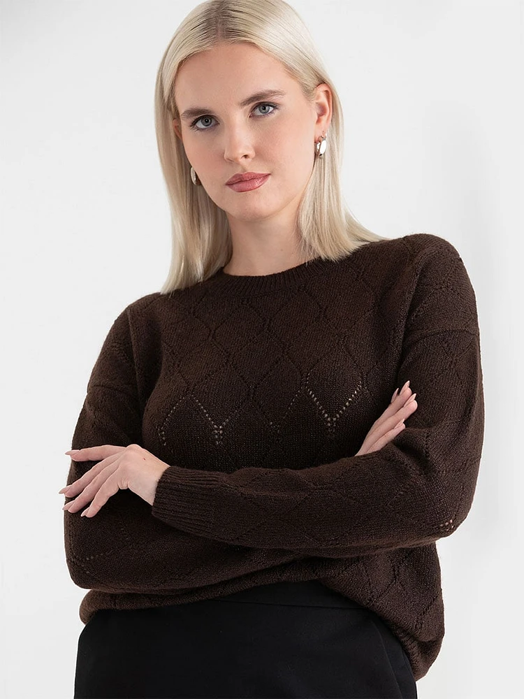 Pointelle Shimmer Pullover Sweater