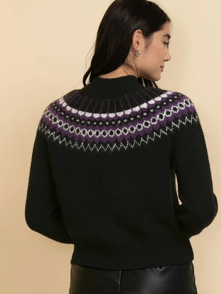 Mock Neck Balloon Sleeve Sweater