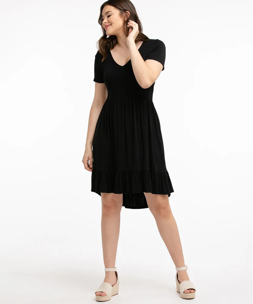 Ruffle Hem Short Sleeve Dress