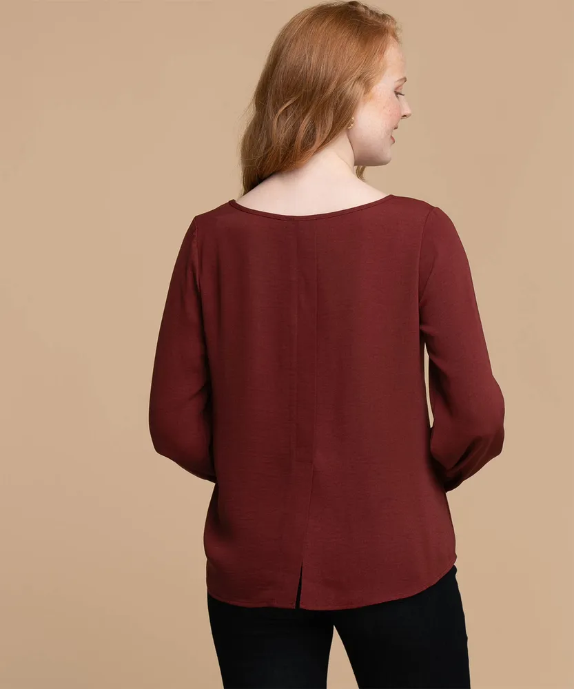 Pleat Back Long Sleeve Blouse