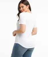 V-Neck Curved Hem Tee