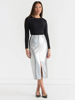 Silver Midi Skirt