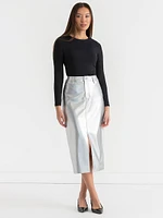 Silver Midi Skirt