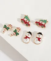 Snowman, Candycane & Car Earring Trio