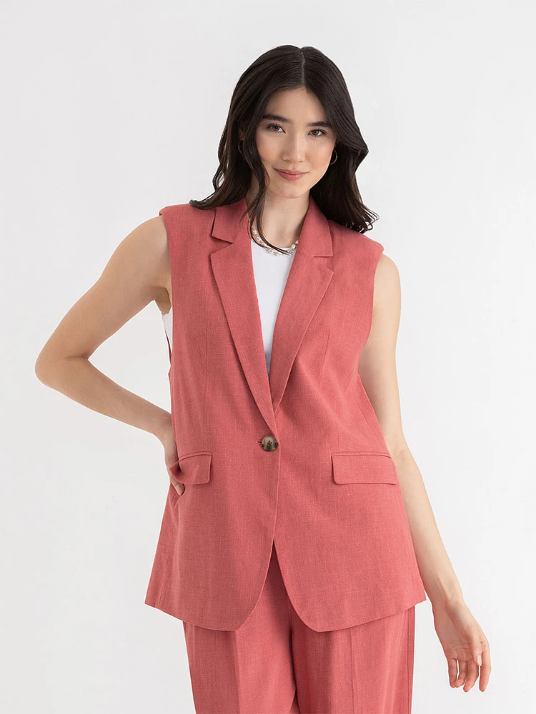 Classic Mid-Length Linen Vest