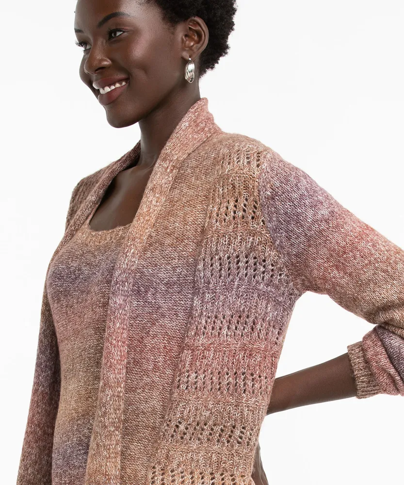 Pointelle Space Dye Cardigan