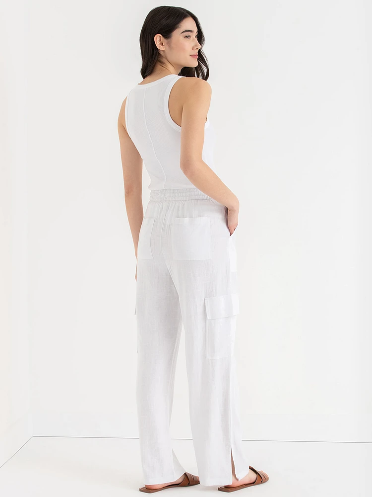 Viscose Linen Pull-On Cargo Pant