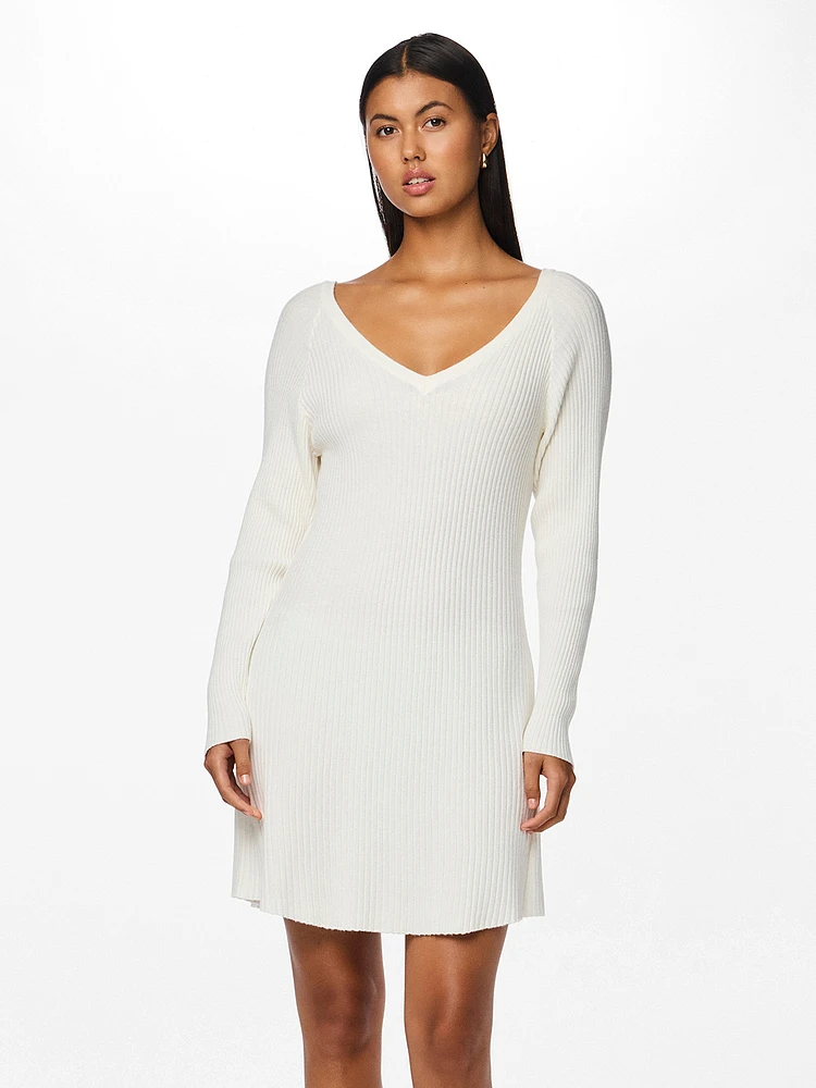 Prista Long Sleeve V-Neck Rib Knit Dress