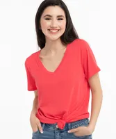 V-Neck Curved Hem Tee