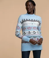 Fair Isle Mock Neck Tunic Sweater