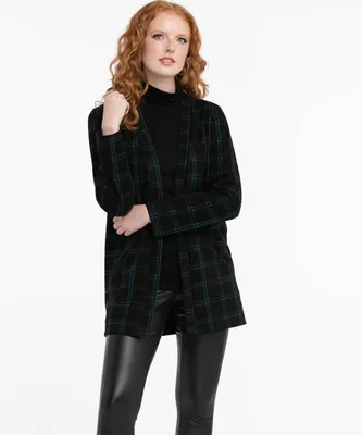 Plaid Open Cardigan