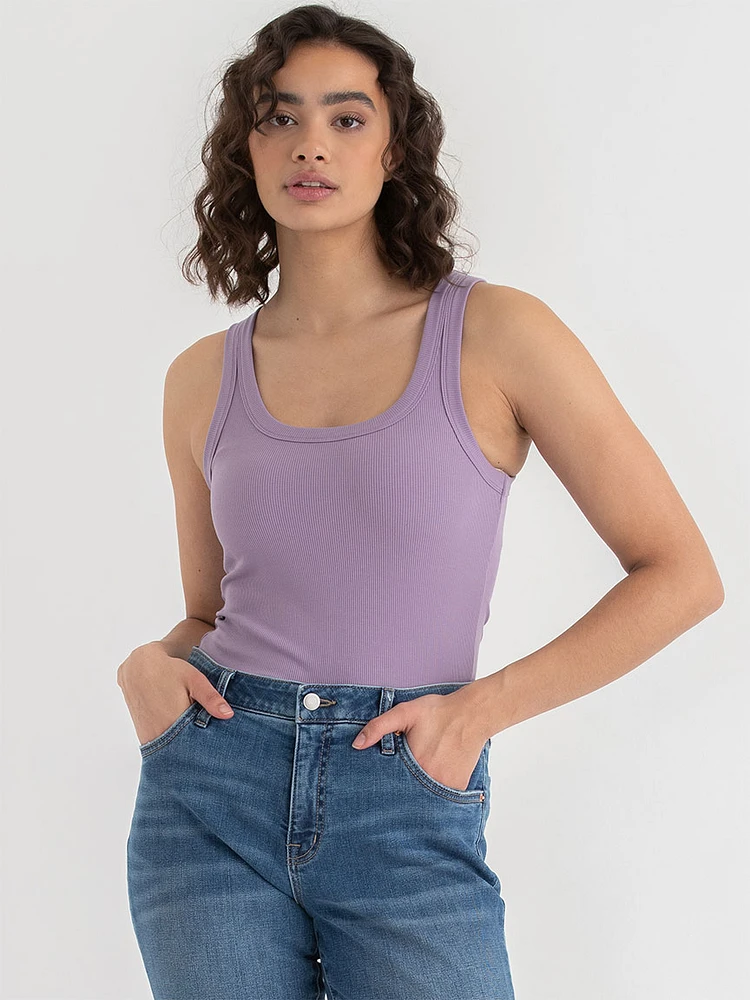 Ribbed Scoop Neck Tank