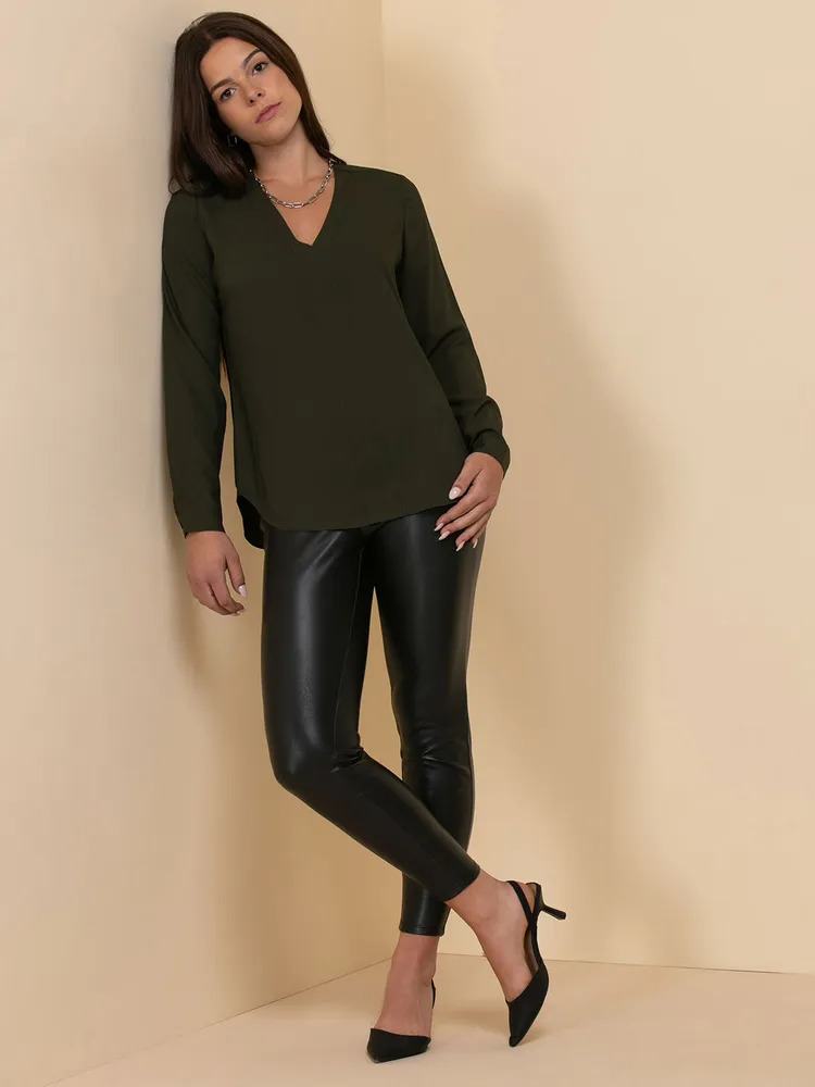 V-Neck Long Sleeve Blouse