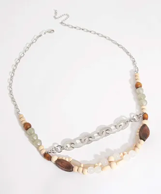 Layered Wooden Bead Necklace