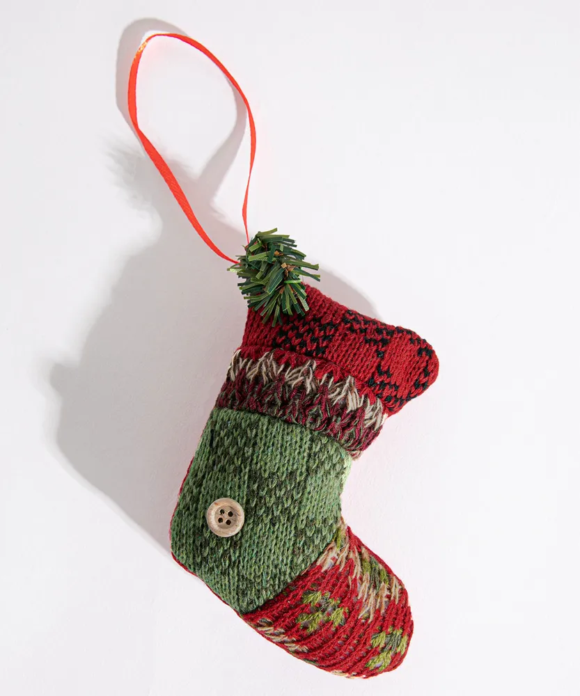 Plush Fair Isle Stocking Ornament