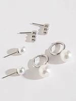 Pearl Stud, Dangle & Mini Pearl Earring Trio