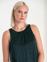 Pleat Neck Tinsel Tank Top