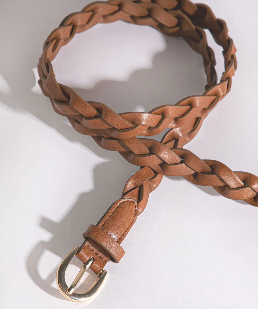 Brown Leather Braided Belt