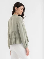 Tiered Linen Blouse