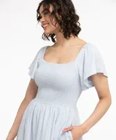 Smocked Square Neck Dress