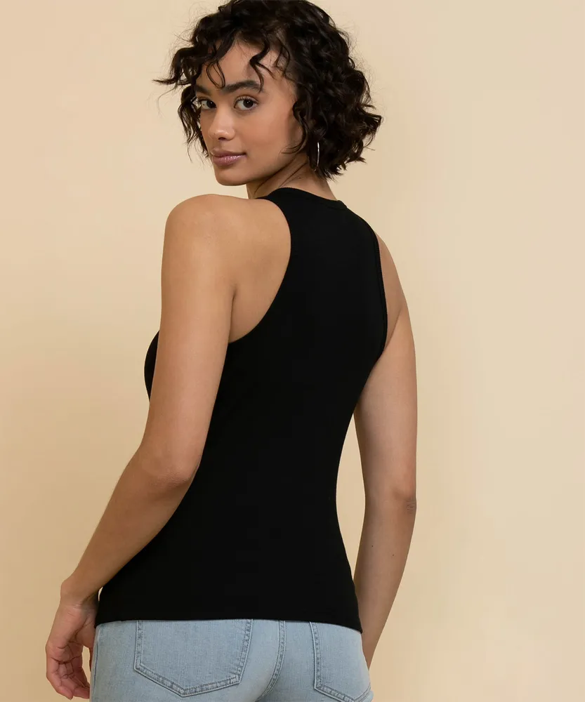 Sleeveless Rib Top with Cut-Out