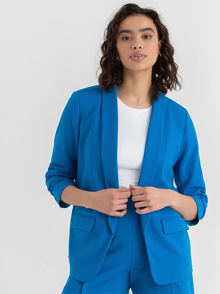 Open Front Shawl Collar Blazer