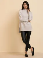 Wool-Blend Mock Neck Tunic Sweater