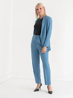 Collarless Open Front Blazer Crepe