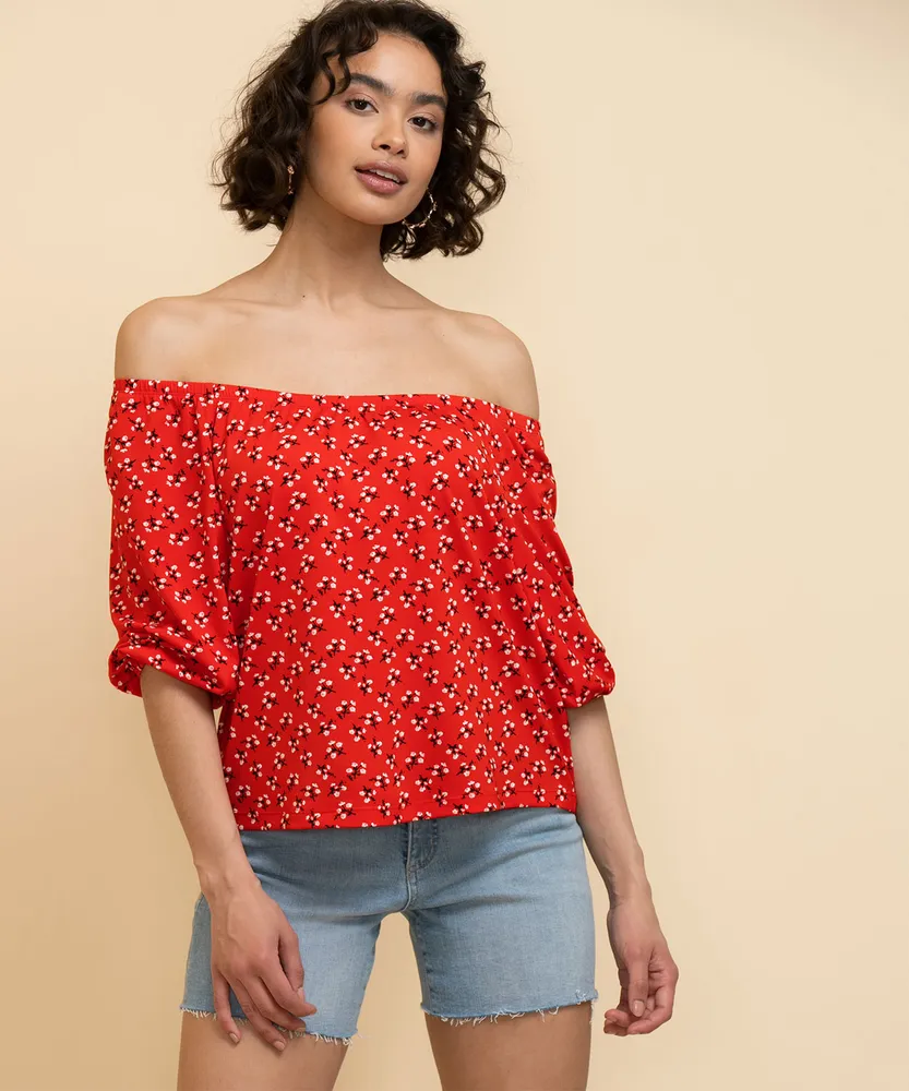 3/4 Sleeve Off-Shoulder Peasant Top