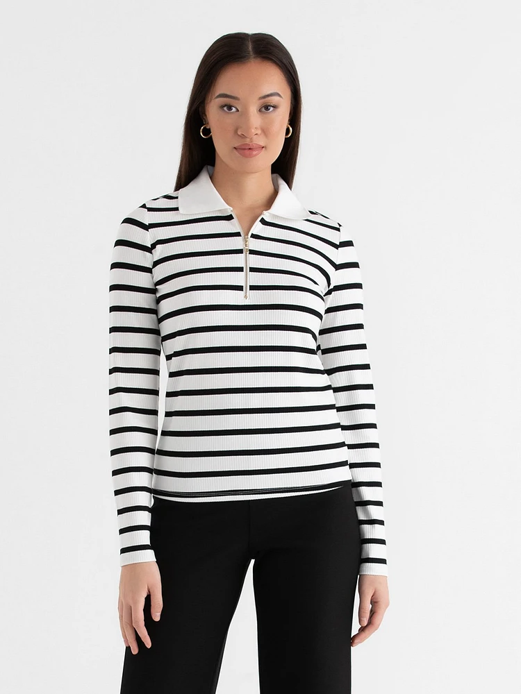 Rib Top with 1/4 Zip Collar