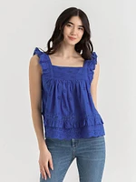 Cotton Ruffle Tank Blouse