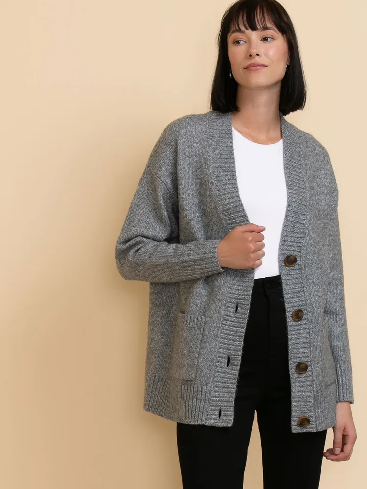 Button-Front Longer-Length Cardigan