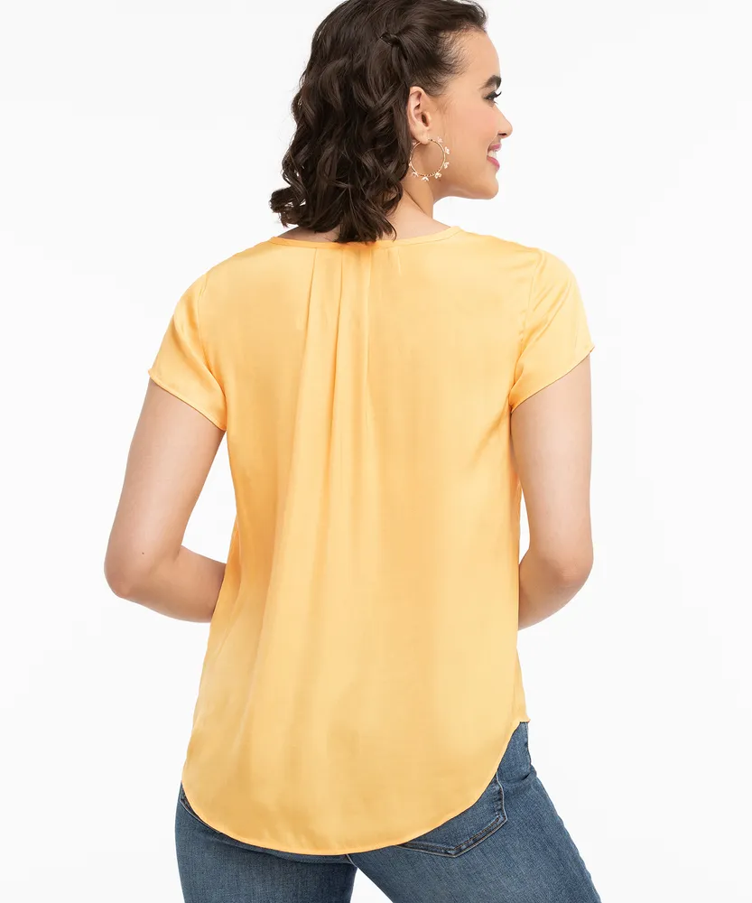 Cap Sleeve V-Neck Blouse